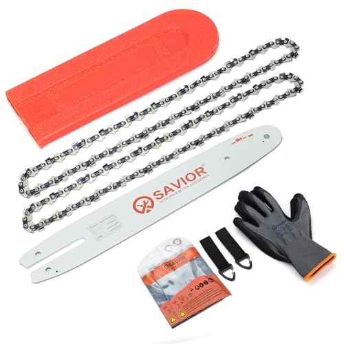Savior Guía de 30 cm y juego de 2 cadenas de motosierra 3/8 'LP 44 TG 1,1 mm compatible con Stihl MS170 MS171 y otros, con protector guía