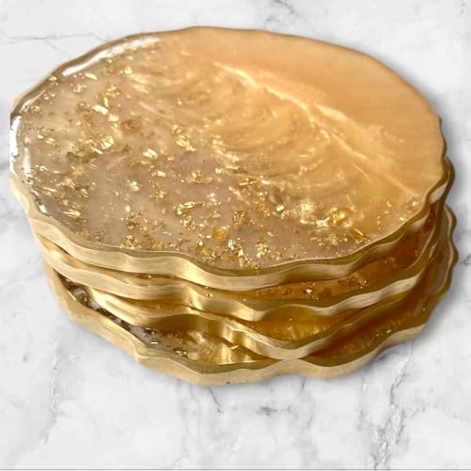 Resin Coaster Set, 4 Inch Decorative Holder Coasters