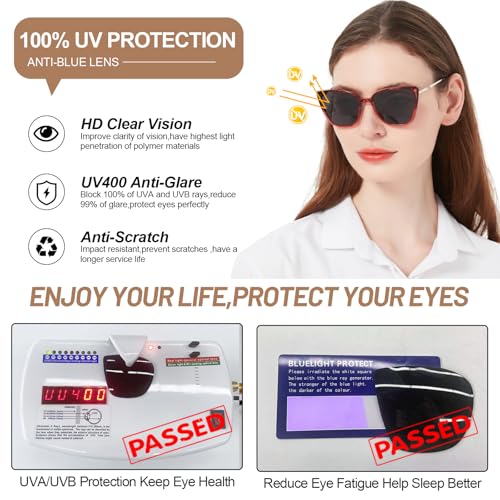 Image of OCCI CHIARI UV Blue Light Glasses for Women Fashion Cat Eye Polarized Sunglasses
