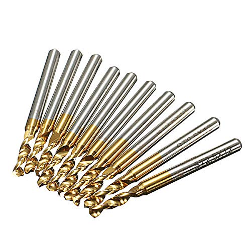 Punte per trapano in acciaio HSS con rivestimento in titanio, attacco da 3,175 mm, 2,5 mm, confezione da 10 pezzi