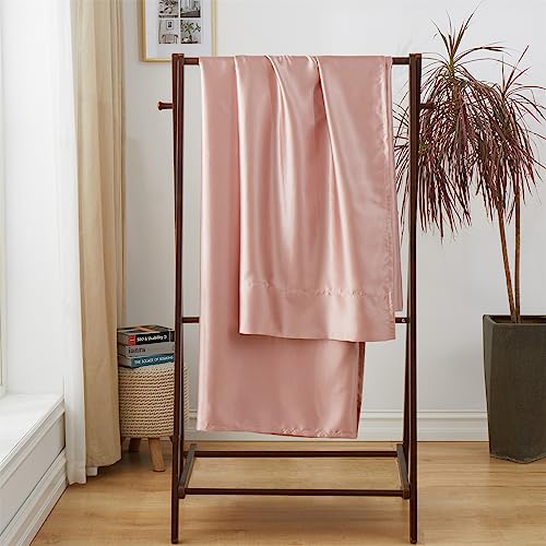 Image of Ersmak Satin Flat Sheet Only, Single Flat Sheet Twin, Luxury & Ultra Soft Silky Bedding Top Sheet for Twin Mattress - Champagne