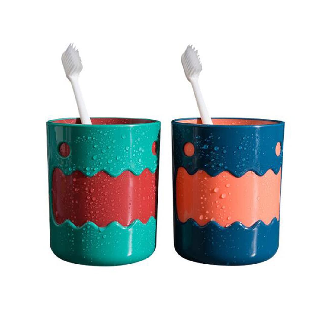 Hoshen cute little monster color matching mouthwash cup, reusable toothbrush holder, bathroom cup, tooth brushing cup, plastic 450ml (1Pcs, Blue) - Image 3