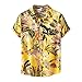 Imprimé Florale Chemise Homme en Cotton Funky Chemise Hawaïenne Manches Courtes Été Respirant T-Shirt Standard-Fit Button Down Col Rabattu Comfortable Tops de Plage