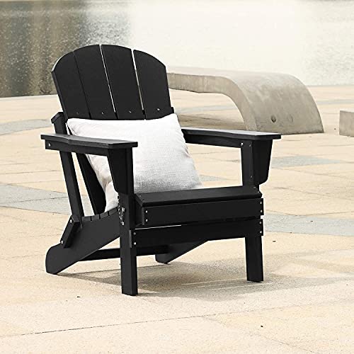 Image of RS Enterprises Chair Patio Chairs Lawn Chair Outdoor Chairs Painted Adirondack Chair Weather Resistant- Wooden (3, Black)