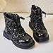 Girls Glitter Ankle Boots Lace Up Winter Short Boots with Side Zipper,Fashion Cute Goth Boot Walking Boot Shoes