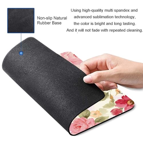 Image of Mouse Pad Flowers Pattern, Premium-Textured Custom Mouse Mat Design, Washable Mousepad Lycra Cloth, Non-Slip Rubber Base Computer Mouse Pads for Wireless Mouse
