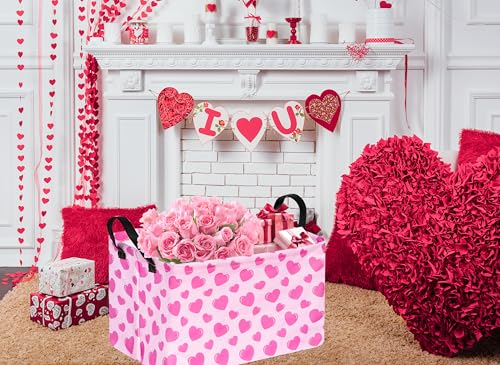 Image of Valentine's Day Storage Basket Baby Hamper Collapsible Organizer Bin Gifts Shelf Baskets for Room Decor