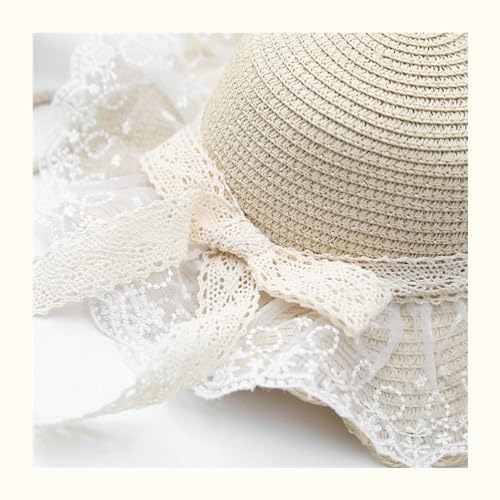 Kids Sun Hat Girls Lace Straw Hat Bucket Cap with Mini Cross Body Straw Bag Summer Beach Straw Hat Outdoor Travel3