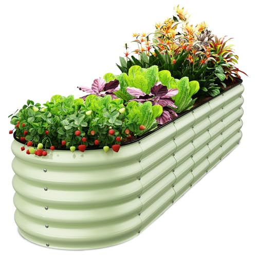 Pattiumo Cama de jardín elevada ovalada de 8 x 2 x 1,5 pulgadas, color verde salvia