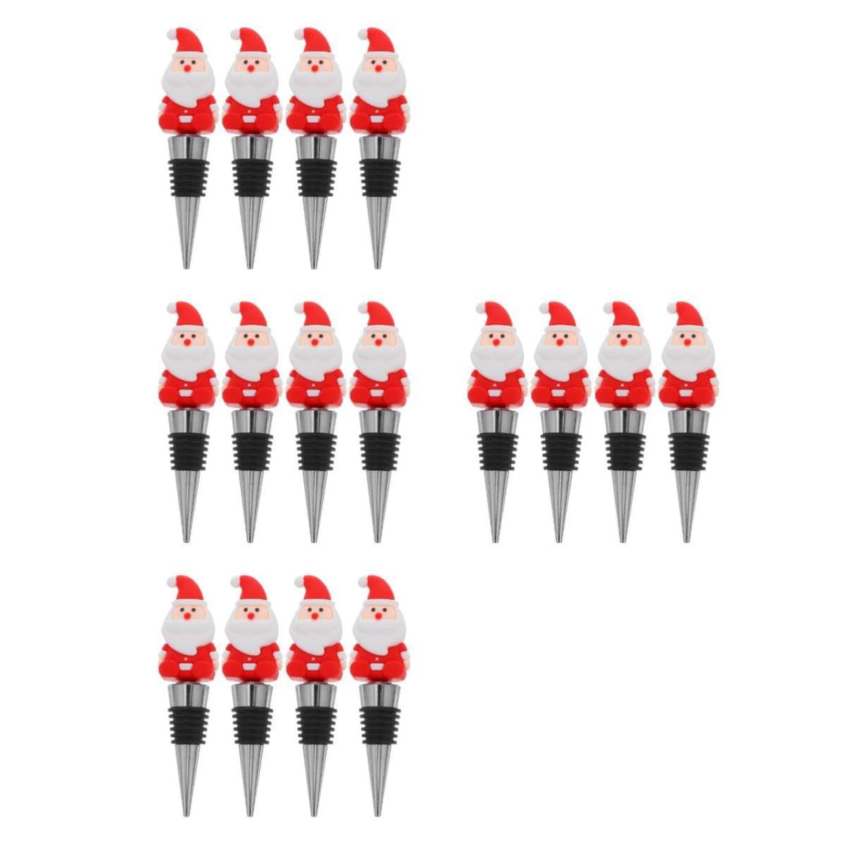 TOYANDONA 16 Piezas Tapón de Vino de Papá Noel Rojo para Botella, Pvc y