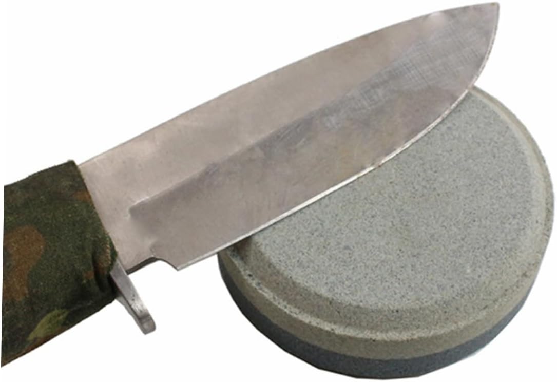 Double Sided Round Sharpening Stone with Coarse and Fine Grit Durable Grinding Tool for Knives Scissors and Outdoor Tools Compact Household Sharpener for Hunting and Camping Use