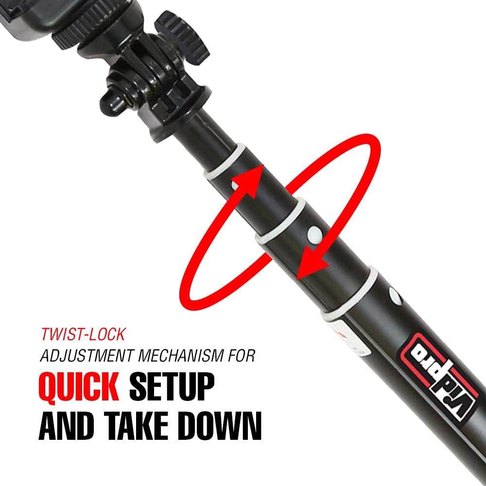 Vidpro MP20 Action Pole Lightweight 36inch Extendable Aluminum Monopod Collapses down to 10 inches Includes Integrated Mount for GoPro Phone Clamp and Tripod Adapter Perfect for Cameras