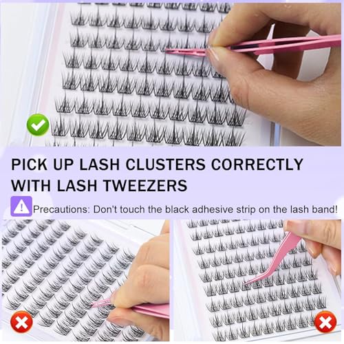 Image of 110PCS False Eyelashes, Self Adhesive Eyelashes, Wispy Handmade Fake Eyelashe, No Glue Needed Tweezers included (LMJ03-01)