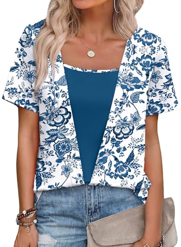 Summer Tops for Women 2026 Short Sleeve Shirts Womens Blouses Spring Tops Fashion Clothing Business Casual Work Teacher Travel Outfits Beach Fashion Vacation Clothes XL
