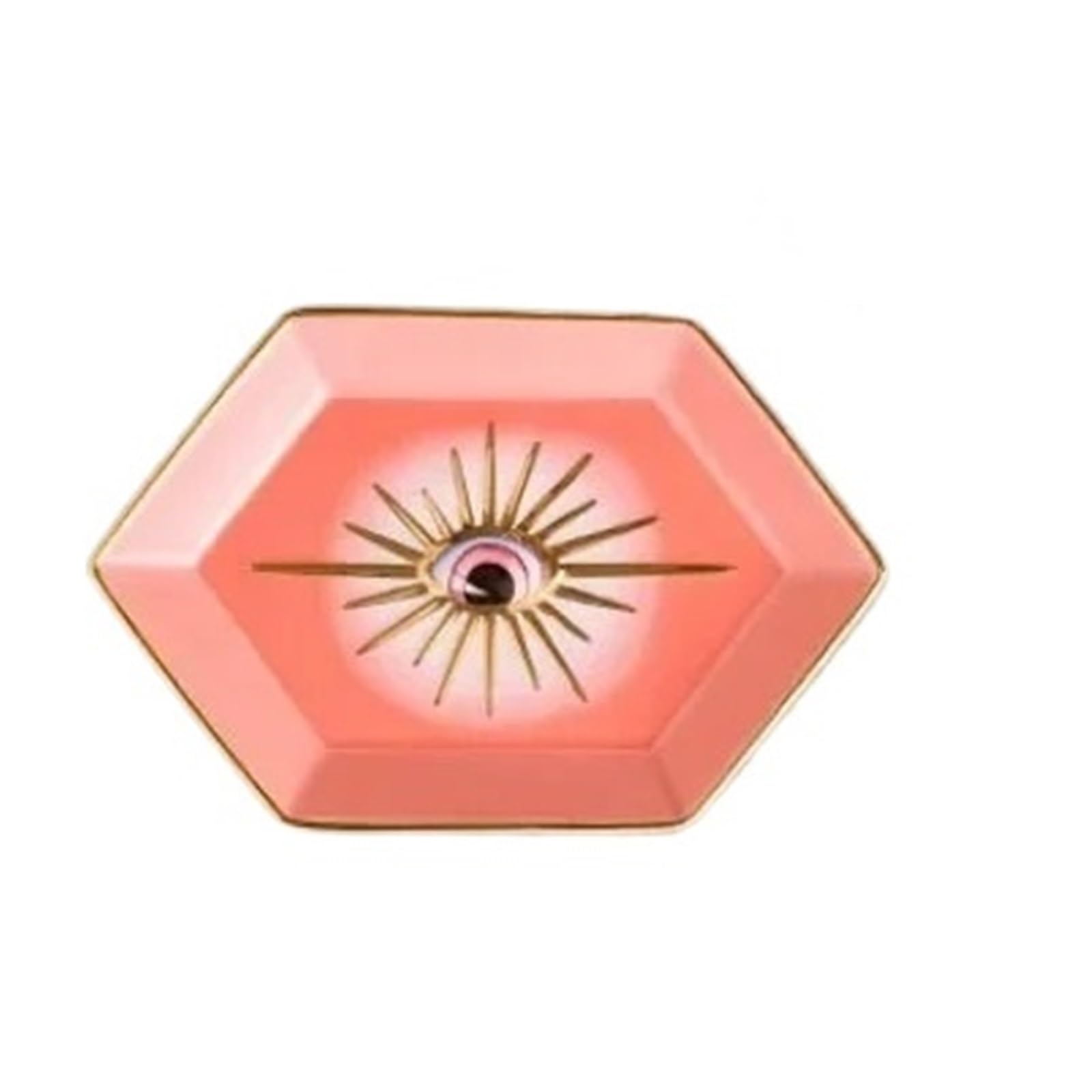 Jewelry Storage Colorful Hexagon Eye Tray Ceramic Home Porch Decorations Ornaments Desktop Decorative(Pink)