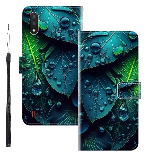 WUACYEAMING Funda para Samsung Galaxy M01,con Soporte/Ranura de Tarjeta Cubierta Premium Magnético Suporte TPU Protectora Fundas PU Cuero Flip Multifuncional Hojas