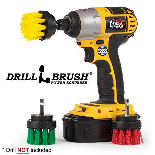 Image of Drill Brush - Grout Cleaner - 2-inch Diameter Multi-Purpose Spin Brush Kit - Kitchen Accessories - Scrub Brush - Cast Iron Skillet - Scrubber - Bird Bath - Shower Cleaner - Bath Mat - Calcium - Rust