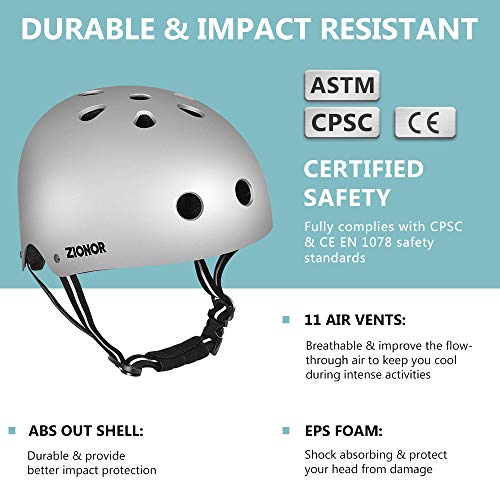 image for ZIONOR H3 Skateboard Helmet - CPSC Certified Bike Helmet for Kids/Yout