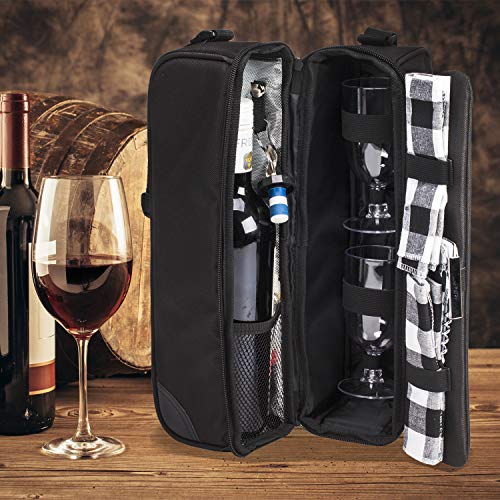 Allcamp Outdoor Gear TWPB-3014A16P Allcamp Wine Tote Bag With Cooler Compartment,Picnic Set Carrying Two Sets Of Tableware thumb #5