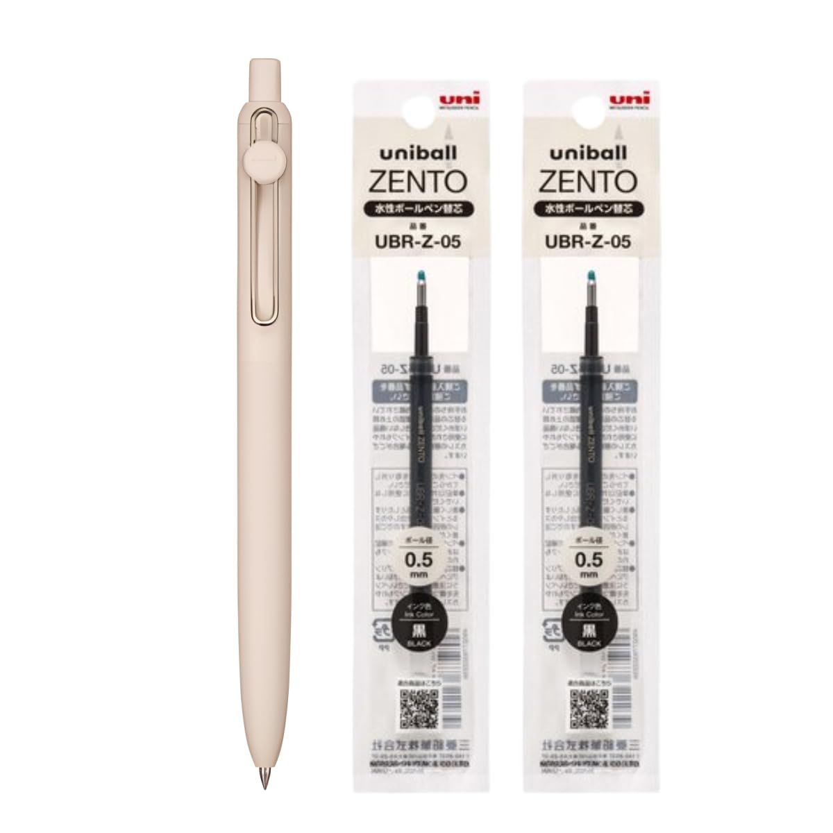 ゼント05と0.38の2個セット uniball ZENTO《ユニボール ゼント》リフィル [0.38mm/0.5mm] 赤・黒