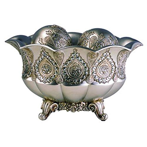 Ore International K-4199B Traditional Royal Decorative Bowl, Metallic Silver/Gold
