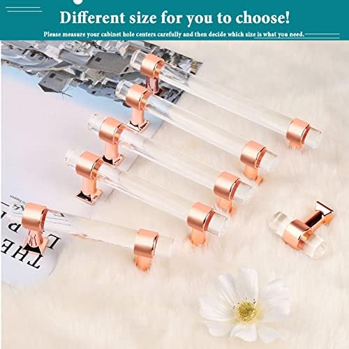 Miniatura 7 de Orger - Paquete de 5 tiradores de acrílico transparente para cajones de cocina, centros de agujeros de 4 pulgadas, manijas de cajón con acabado oro