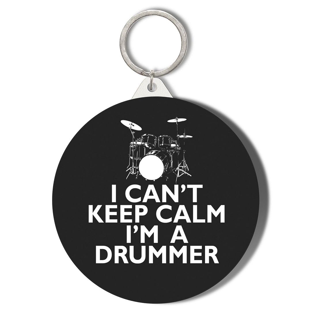 Gift Insanity I CAN'T KEEP CALM I'M A DRUMMER 45mm Short Chain Mirror Keyring
