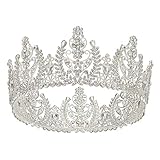 SWEETV Silver Queen Crown for Women, Crystal Wedding Tiara for Bride, Birthday Crown Cake Topper, Costume Headpieces for Prom Party
