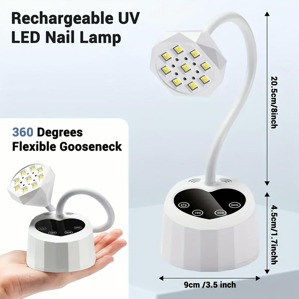 ZBDZSW 1 pz Lampada per Unghie da Tavolo Mini Lampada per polimerizzazione Rapida in Gel UV Lampada per Terapia della Luce induttiva per Estensioni delle Unghie (Bianco)