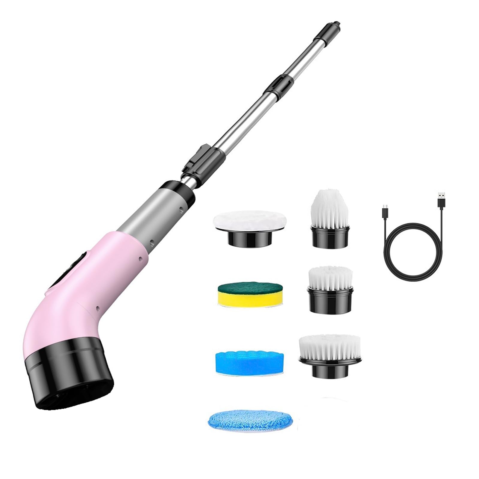 PANGBOER Electric Power Scrubber Cordless Scrub Brush, 7 Brush Heads, Extendable Handle for Grout, Bath and Kitchen Use Pad Home Care
