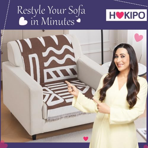 Image of HOKIPO Sofa Cover 1 Seater, 180x60 cm, Chocolate Brown