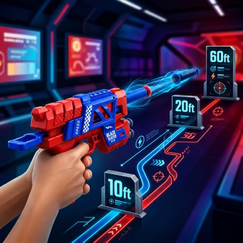Image of Blaze Blaster Soft Bullet Toy Gun for Kids with 10 Foam Darts | Safe Foam Dart Shooting Blaster for Boys & Girls | Indoor Outdoor Target Game Toy Gift for Kids Age 5+ Years