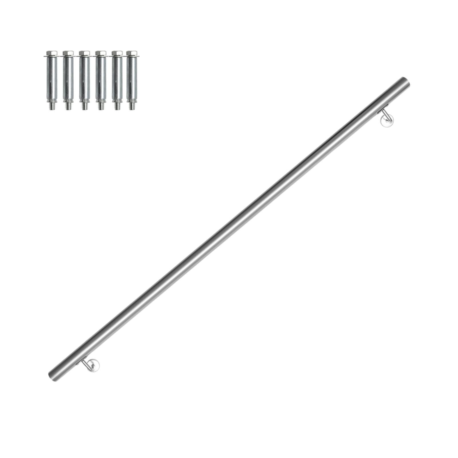 Rampe D'escalier En Acier Inoxydable – Longueur 80 Cm, Diam. 42 Mm – Pour Intérieur/extérieur – Fixation Murale Incluse