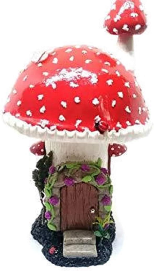 Fairy Garden Mushroom House with Glow in the Dark Windows.