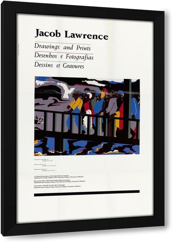 U.S. Information Agency 17x24 Black Modern Framed Art Print Titled: Jacob Lawrence: Drawings and Prints