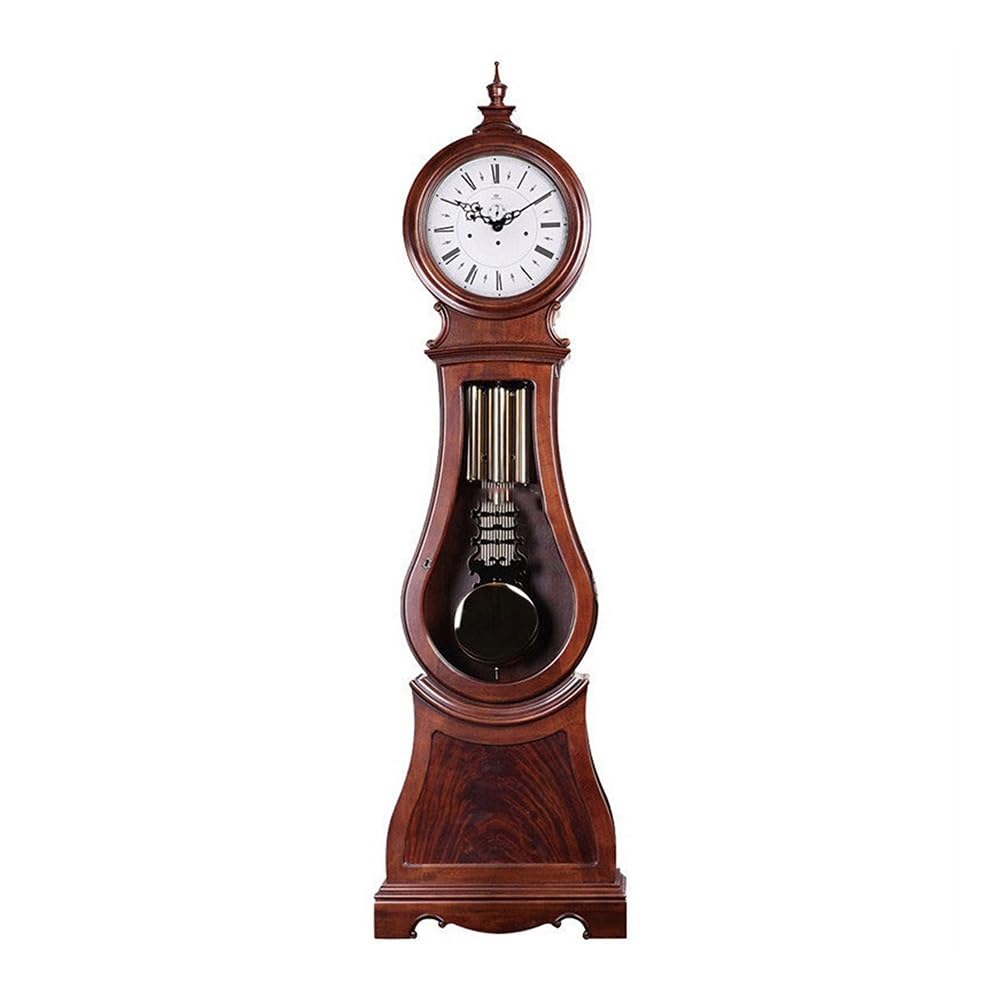 RUNZE765Z Vintage Standing Clock Wood Frame Grandfather Clock Contemporary in Reddish Brown Standing Floor Clocks Art Decor