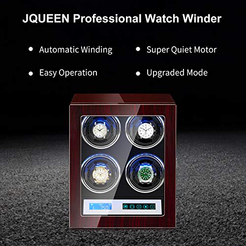 JQUEEN Watch Winder For 4 Automatic Watches, Piano Finish