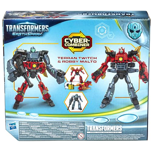 Transformers EarthSpark Cyber-Combiner, Figurines Terran Twitch et Robby Malto, Jouets pour Enfants 6 Ans et Plus, Figurines d'action Transformables, pour Garçons et Filles