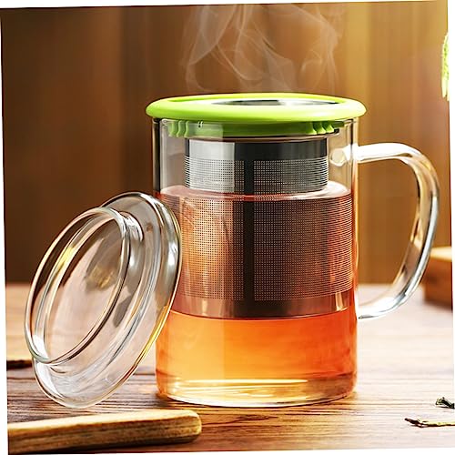 Mug transparent avec infuseur thermique et couvercle ergonomique vert
