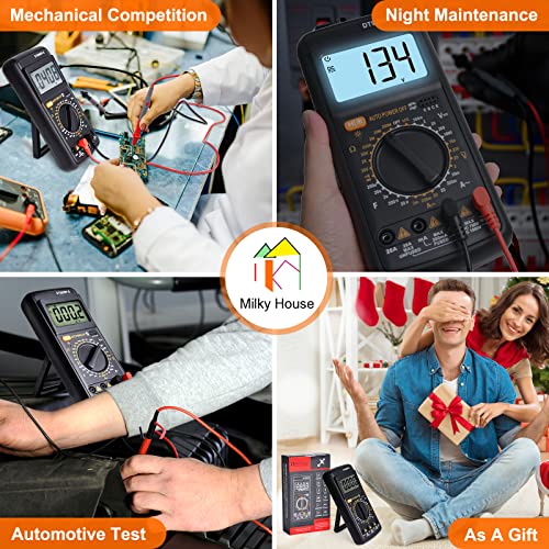 Image of Digital Multimeter Tester, Multimeter Tester Pocket Voltmeter, Multi Tester Digital, Electric Tester with Backlight LCD Data Hold, Voltage Tester Power Continuity Tester with AC /DC Ohm Volt Amp Diode