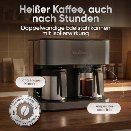 ProfiCook® Doppel Kaffeemaschine mit Kanne | 2,4L | PC KAD 1307 dark inox – Ansicht 4