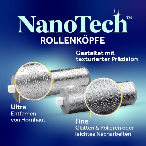 Dr. Scholl’s Pedi Perfect Pro Wasserdichter, Wiederaufladbarer, Elektrischer Fußhornhautentferner mit x3 Rollenköpfen – Entfernt harte Haut für weiche schöne Füße, 90 Minuten Laufzeit, Staubfänger