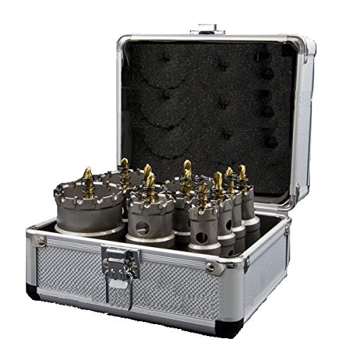ホールソー 10pcs 超硬ホルソーセット 鉄用 超硬セミロング HSS ハイス鋼 ホールカッター サークルソー スプリング付き