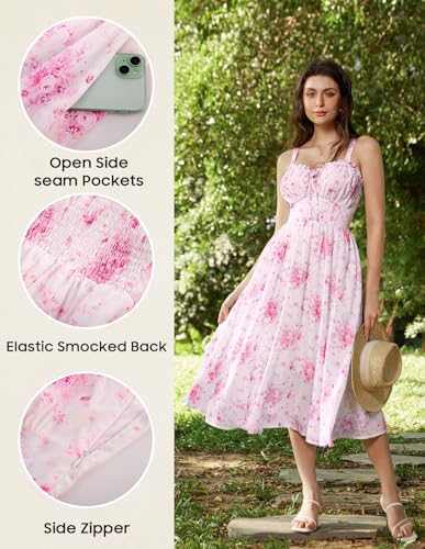 Image of Scarlet Darkness Summer Dresses for Women 2026 Floral Corset Dress Long Milkmaid Dress with Pocket