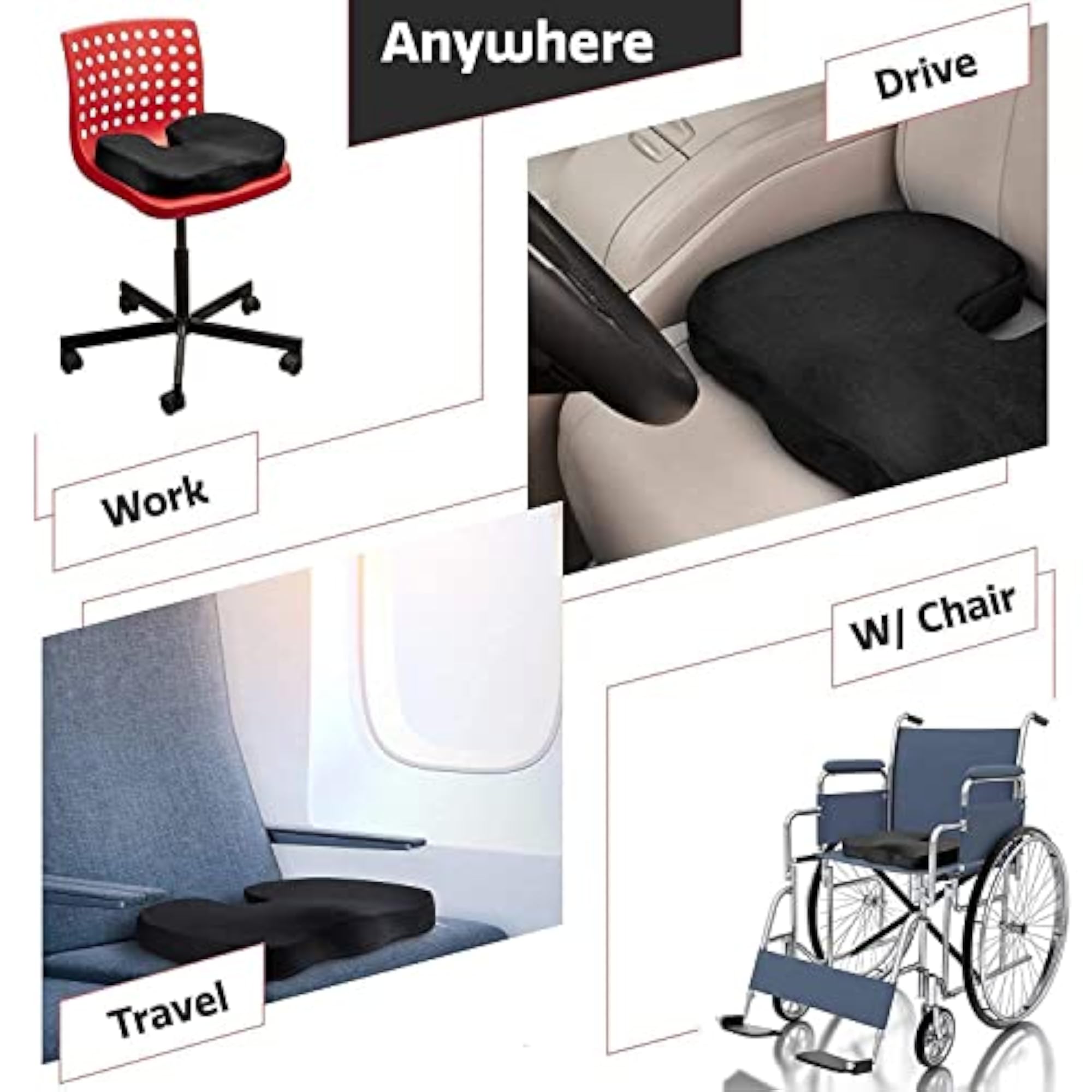 Memory Foam Ergonomic Support Cushion for Back Pain Relief