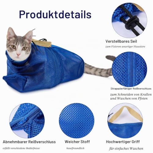 Weewooday 2 Katze Pflege Mesh Tasche, Katzenmaulkorb Maulkörb für Katzen