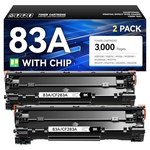 83A Toner Cartridge Black 2-Pack High Yield Replacement for HP 83A CF283A Compatible with Laserjet Pro MFP M125a M125nw M125rnw M127fn M127fp M127fw M127fs M201dw M201n M225dn M225dw Printer Ink Copy