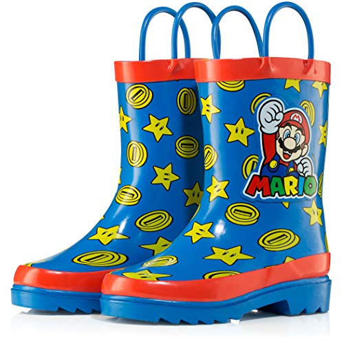Nintendo Super Mario Boys' Waterproof Rubber Rain Boots with Easy-On Handles – Toddler, Little Kid & Big Kid Sizes2