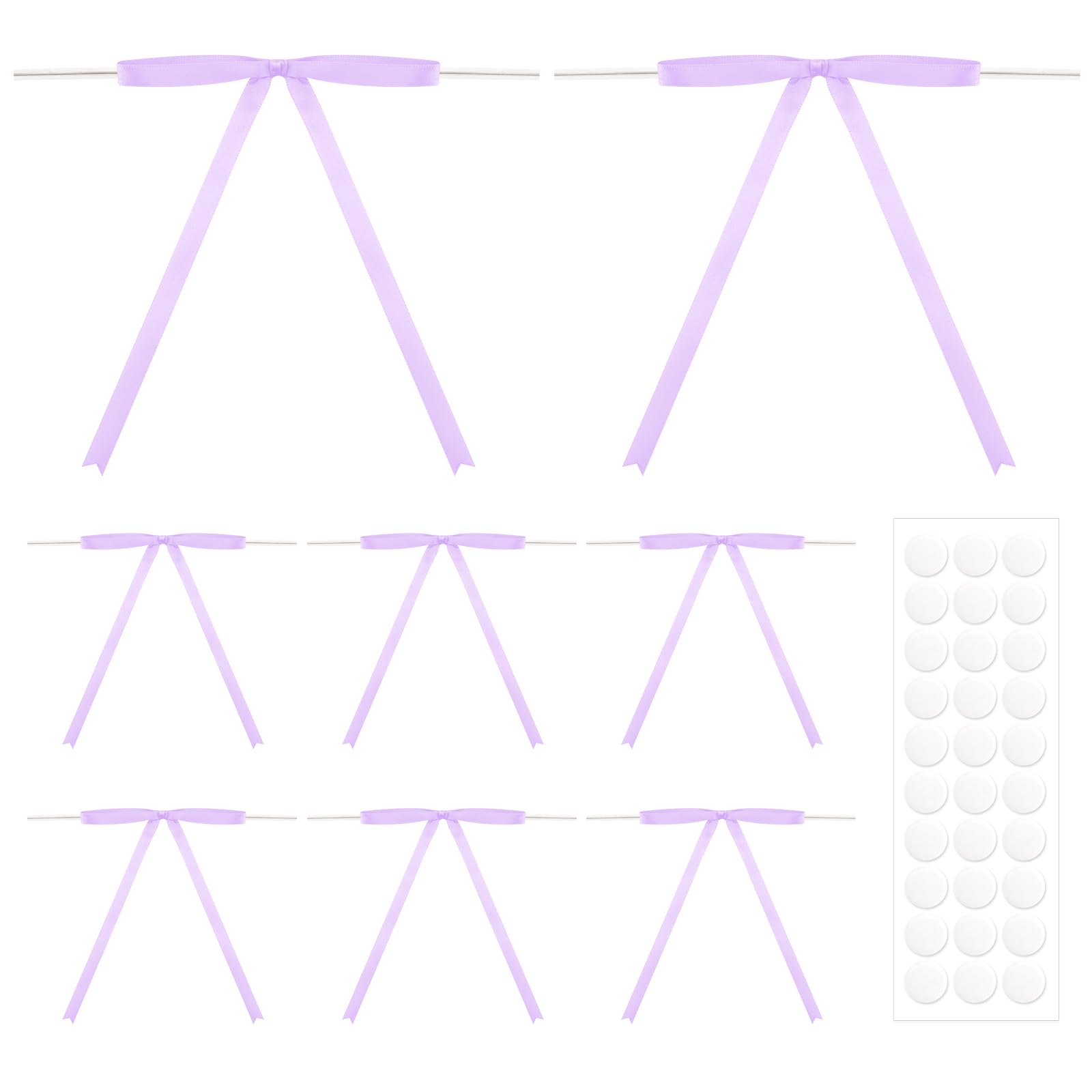 Anwyll 30Pcs Twist Tie Bows,5x7Inch Purple Satin Ribbon Bows,Pretied Premade Wedding Favors Ribbon Bows,Purple Gift Bows for Craft Gift Wrap Cake