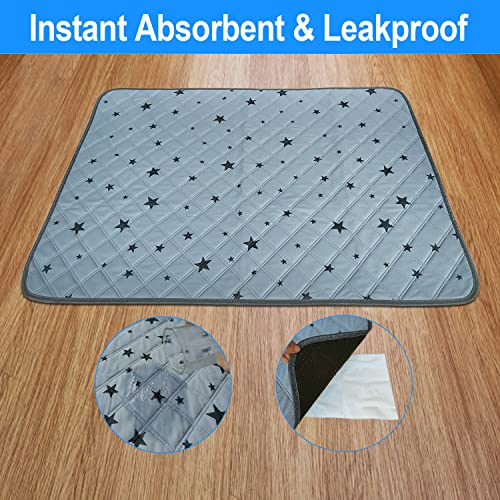 Image of RIOUSSI Washable Pee Pads for Dogs, Reusable, Absorbent, Leakproof, Non Slip Pet Puppy Pads for Potty Training. Gray Stars, 31x36 Inch(2pack)